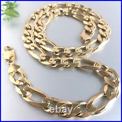 HEAVY 9ct SOLID GOLD FIGARO CURB CHAIN 22 3/8 MEN'S 94.2g (3.02 toz) GORGEOUS