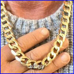 HEAVY 9ct SOLID YELLOW GOLD MEN'S CHUNKY 24 CURB CHAIN NECKLACE 160.2 grams