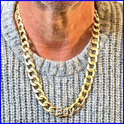 HEAVY 9ct SOLID YELLOW GOLD MEN'S CHUNKY 24 CURB CHAIN NECKLACE 160.2 grams