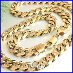 HEAVY 9ct SOLID YELLOW GOLD MEN'S CURB SUPERB CHAIN NECKLACE 20 1/4 68.7g