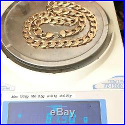 HEAVY 9ct SOLID YELLOW GOLD MENS WIDE LINK CURB 21 3/8 CHAIN NECKLACE 81.9g