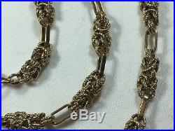 HEAVY VINTAGE SOLID 9CT GOLD FANCY LINK CHAIN NECKLACE 2/3oz