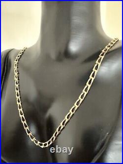 Hallmark 9Ct Gold UNISEX Flat Curb Link Chain Necklace 8.24G, 3.8mm, 53Cm London