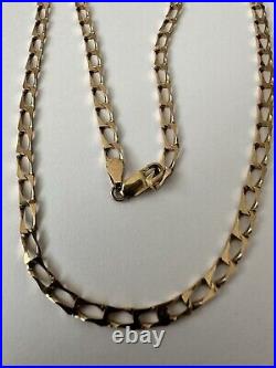 Hallmark 9Ct Gold UNISEX Flat Curb Link Chain Necklace 8.24G, 3.8mm, 53Cm London