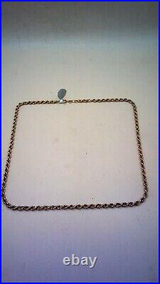 Hallmarked 9 ct Gold 19.5 Rope Chain. (D)