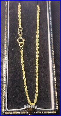 Hallmarked 9ct Yellow Gold Rope Chain Necklace (375) Not Scrap (50cm / 20Inch)