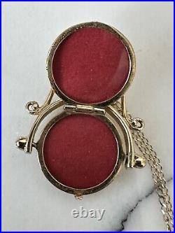 Hallmarked Vintage 9Ct Gold Swivel Locket Pendant 2.8Cm + 41.5Cm Curb Link Chain