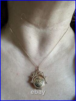 Hallmarked Vintage 9Ct Gold Swivel Locket Pendant 2.8Cm + 41.5Cm Curb Link Chain