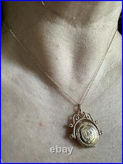 Hallmarked Vintage 9Ct Gold Swivel Locket Pendant 2.8Cm + 41.5Cm Curb Link Chain