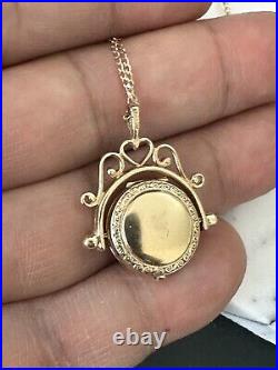 Hallmarked Vintage 9Ct Gold Swivel Locket Pendant 2.8Cm + 41.5Cm Curb Link Chain