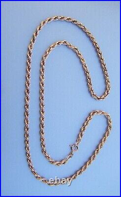 Heavy 9ct/ 375 HM Solid Yellow Gold Rope Twist Chain Approx 24 60cm/ 15.8g