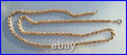 Heavy 9ct/ 375 HM Solid Yellow Gold Rope Twist Chain Approx 24 60cm/ 15.8g