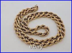 Heavy 9ct/ 375 Yellow Gold Rope Twist Chain/ Necklace c. 1970's/ L 58 cm/ 26.6 g