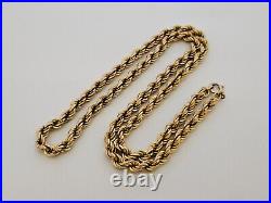 Heavy 9ct/ 375 Yellow Gold Rope Twist Chain/ Necklace c. 1970's/ L 58 cm/ 26.6 g