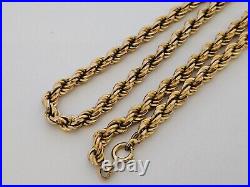 Heavy 9ct/ 375 Yellow Gold Rope Twist Chain/ Necklace c. 1970's/ L 58 cm/ 26.6 g