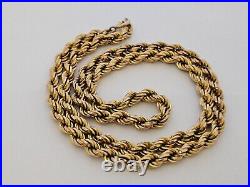 Heavy 9ct/ 375 Yellow Gold Rope Twist Chain/ Necklace c. 1970's/ L 58 cm/ 26.6 g