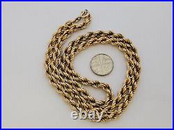 Heavy 9ct/ 375 Yellow Gold Rope Twist Chain/ Necklace c. 1970's/ L 58 cm/ 26.6 g