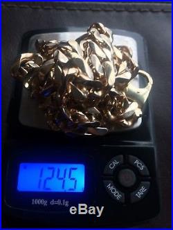 Heavy 9ct Gold Full U. K. Hallmark Gents Curb Chain 124.5 Grams