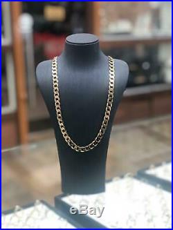 Heavy 9ct Yellow Geniune Gold 8mm Wide Solid Curb Chain Men's / Ladies 24