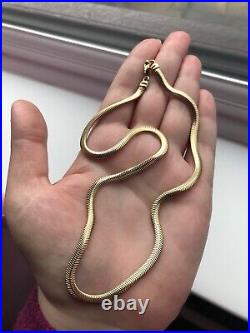 Heavy 9ct Yellow Gold Herringbone Snake Vintage Necklace Chain 9k Chunky 14g