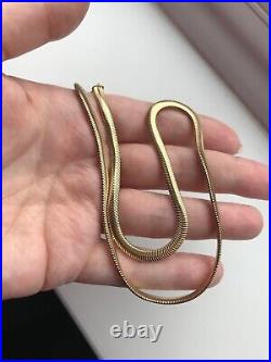 Heavy 9ct Yellow Gold Herringbone Snake Vintage Necklace Chain 9k Chunky 14g