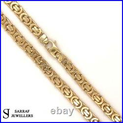 Heavy Byzantine KING 9ct Yellow Geniune Gold 5mm Wide Solid Chain Mens 24 35.6G