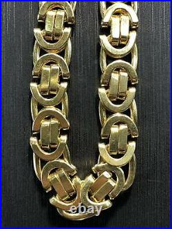 Heavy Byzantine KING 9ct Yellow Gold 7mm Wide Solid Flat Chain Men's 24 55GR