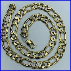 Heavy Solid 9ct 375 Yellow Gold 11mm Figaro Link 23 Necklace 99g L298
