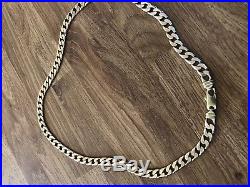 Heavy Solid 9ct Gold Flat Curb Chain 98g 63cm COLLECTION ONLY from BS22