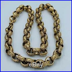 Heavy Solid 9ct Yellow Gold Patterned Belcher Chain 22 Necklace 68.5g #912