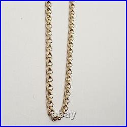 Hollow 9ct Fine BELCHER Links Pendant Chain Necklace 18'' Yellow Gold 2.20mm