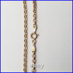 Hollow 9ct Fine BELCHER Links Pendant Chain Necklace 18'' Yellow Gold 2.20mm