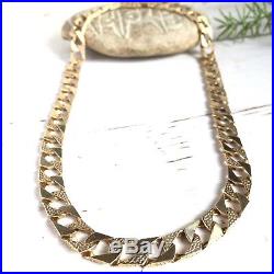 IMPRESSIVE 9ct SOLID YELLOW GOLD PATTERNED CURB LINK CHAIN 39.4g -Length 18 1/2