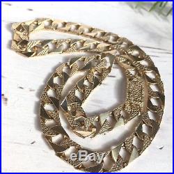 IMPRESSIVE 9ct SOLID YELLOW GOLD PATTERNED CURB LINK CHAIN 39.4g -Length 18 1/2