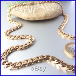 IMPRESSIVE HEAVY 9ct SOLID ROSE GOLD LONG CURB LINK CHAIN 74.8g Length 23 1/2