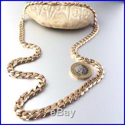 IMPRESSIVE HEAVY 9ct SOLID ROSE GOLD LONG CURB LINK CHAIN 74.8g Length 23 1/2
