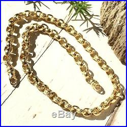 IMPRESSIVE HEAVY 9ct SOLID YELLOW GOLD BELCHER LINK CHAIN 66.8g -Length 20 1/4