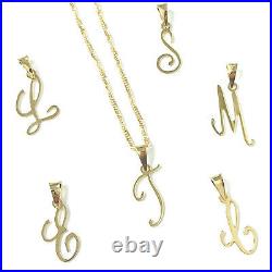 Initial Letter Pendant 9ct Gold Alphabet Necklace Ladies New Many Sizes of Chain
