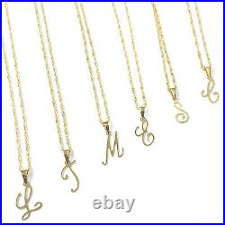 Initial Letter Pendant 9ct Gold Alphabet Necklace Ladies New Many Sizes of Chain