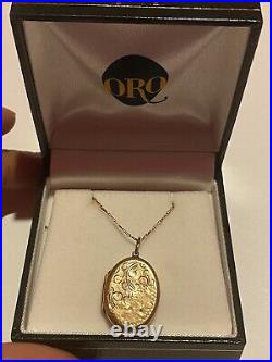 Italian 9K Solid Yellow Gold Vintage Locket Necklace 20 Chain 9ct 375 Gold Gift