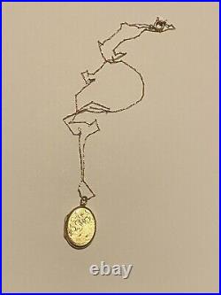 Italian 9K Solid Yellow Gold Vintage Locket Necklace 20 Chain 9ct 375 Gold Gift