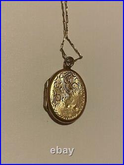 Italian 9K Solid Yellow Gold Vintage Locket Necklace 20 Chain 9ct 375 Gold Gift