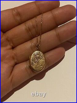 Italian 9K Solid Yellow Gold Vintage Locket Necklace 20 Chain 9ct 375 Gold Gift