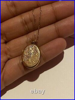 Italian 9K Solid Yellow Gold Vintage Locket Necklace 20 Chain 9ct 375 Gold Gift