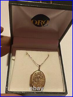 Italian 9K Solid Yellow Gold Vintage Locket Necklace 20 Chain 9ct 375 Gold Gift