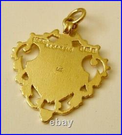 LARGE GENUINE SOLID 9K 9ct YELLOW GOLD ALBERT FOB CHAIN SHIELD PENDANT
