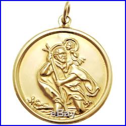 LARGE MENS 9CT GOLD ST SAINT CHRISTOPHER PENDANT CHAIN NECKLACE WITH BOX 5.3g
