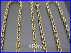 LONG VINTAGE 9ct GOLD FACETED BELCHER LINK NECKLACE CHAIN 30 inch 1999