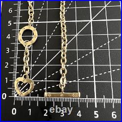Ladies 9ct 375 yellow Gold Belcher Chain Heart Charm T-Bar 45cm Necklace 8.5gram