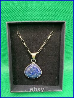 Lapis Lazuli Pendant and 9ct Gold Belcher Chain